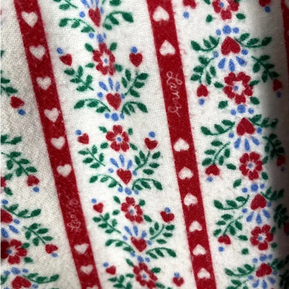 Vintage Lanz of Salzburg Cotton Flannel Nightgown Floral Hearts Medium Cottage - Picture 11 of 15